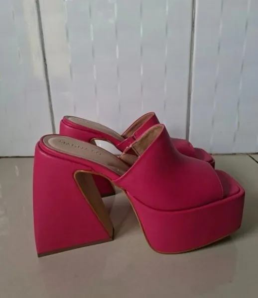 Tamanco plataforma rosa madu&co n37 novo salto 13cm lindo