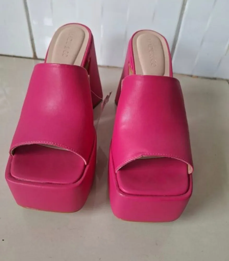 Tamanco plataforma rosa madu&co n37 novo salto 13cm lindo