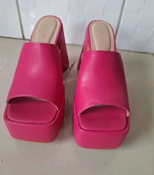 Tamanco plataforma rosa madu&co n37 novo salto 13cm lindo