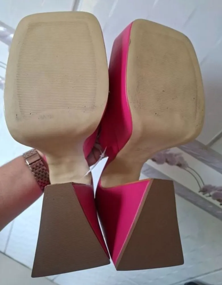 Tamanco plataforma rosa madu&co n37 novo salto 13cm lindo
