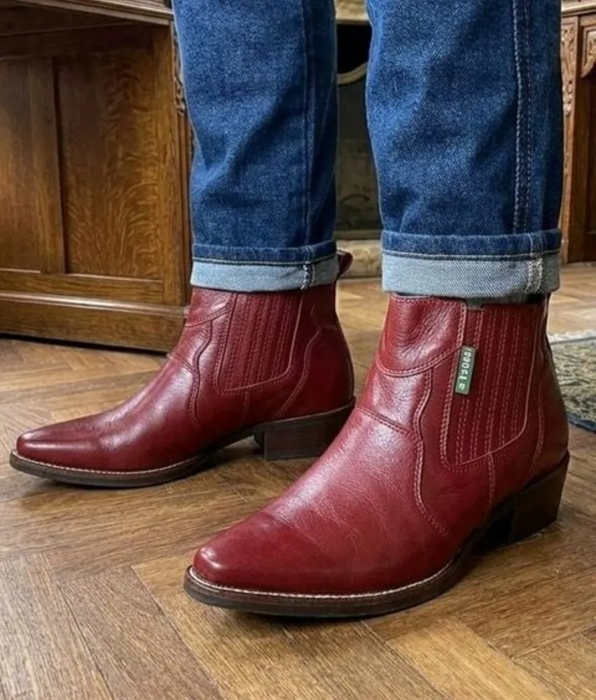bota masculina country tróia vermelha ouro legítimo n 39/40