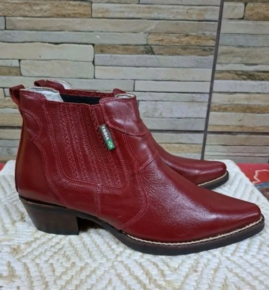 bota masculina country tróia vermelha ouro legítimo n 39/40