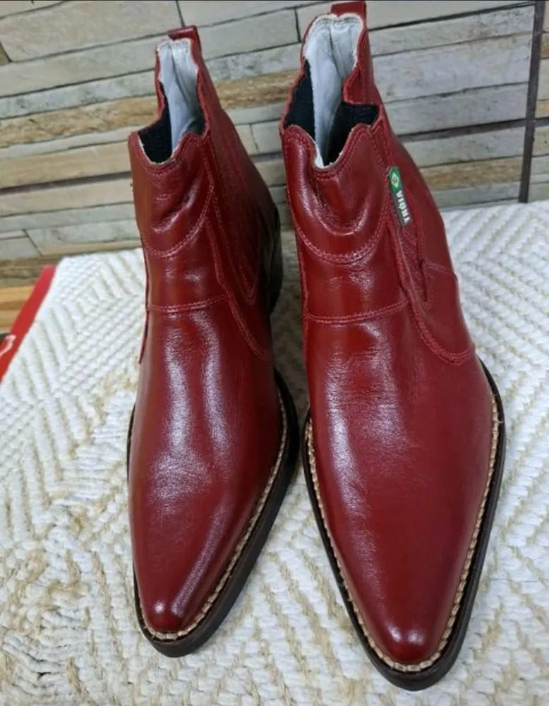 bota masculina country tróia vermelha ouro legítimo n 39/40