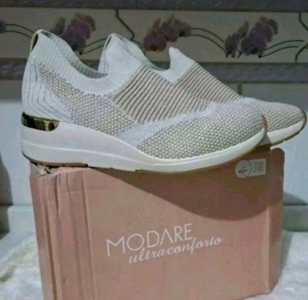 tênis modare ultraconforto slip on bege tam 38 novo c/ caixa