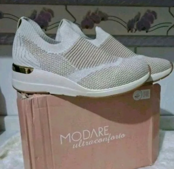 tênis modare ultraconforto slip on bege tam 38 novo c/ caixa