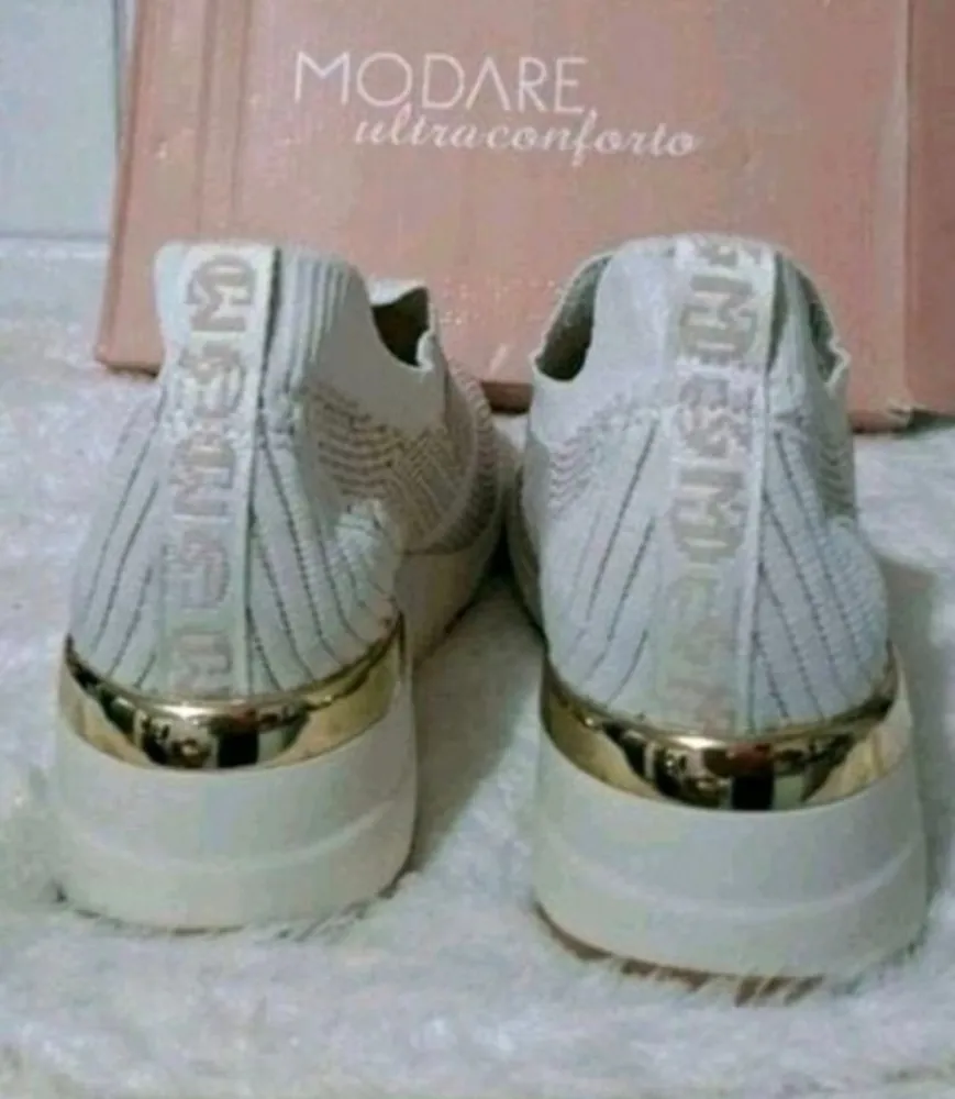 tênis modare ultraconforto slip on bege tam 38 novo c/ caixa