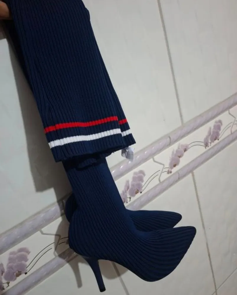 bota meia vizzano azul marinho tam 37  luxo nova