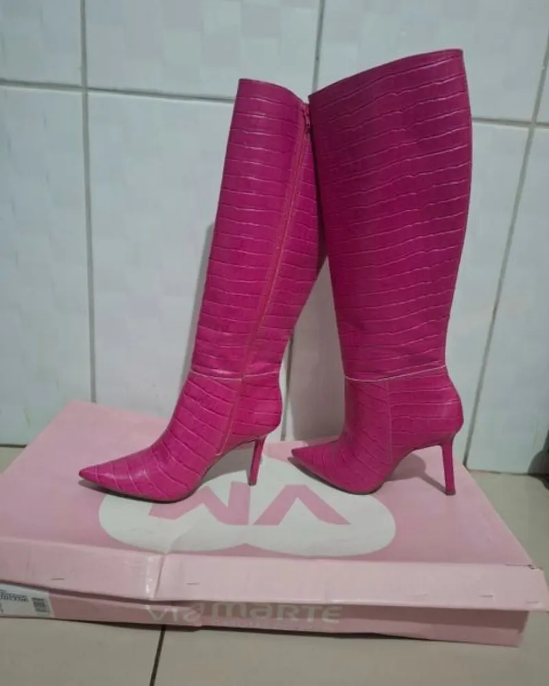 bota via marte pink n 38 salto 9cm  nova com caixa