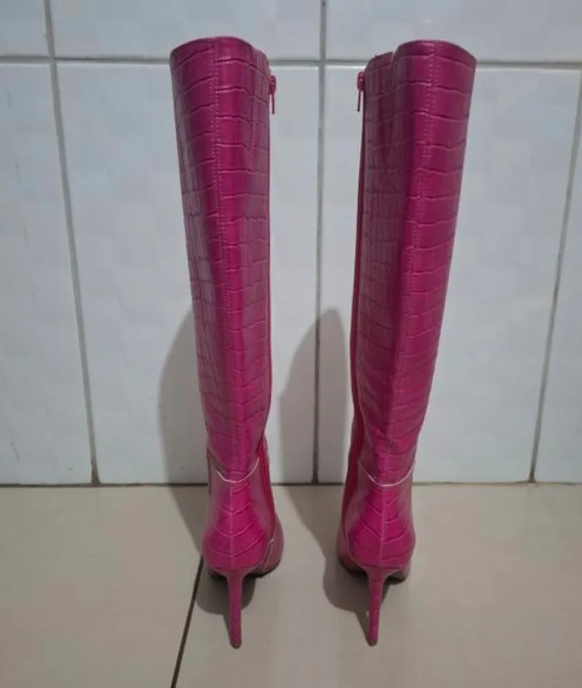 bota via marte pink n 38 salto 9cm  nova com caixa