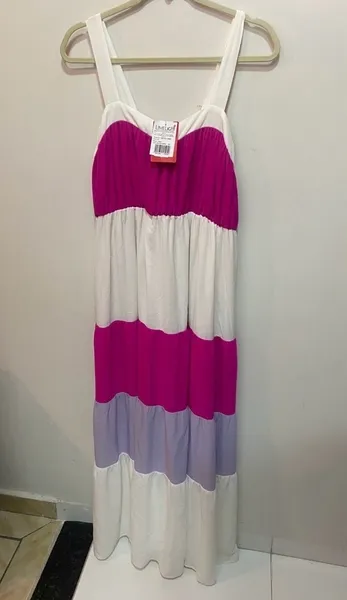 vestido longo bicolor