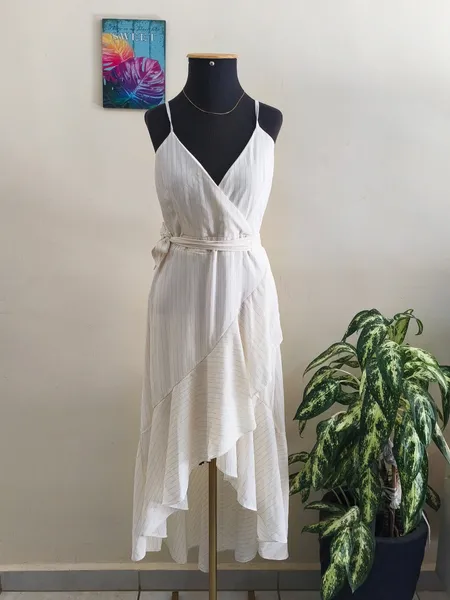 Vestido midi off-white