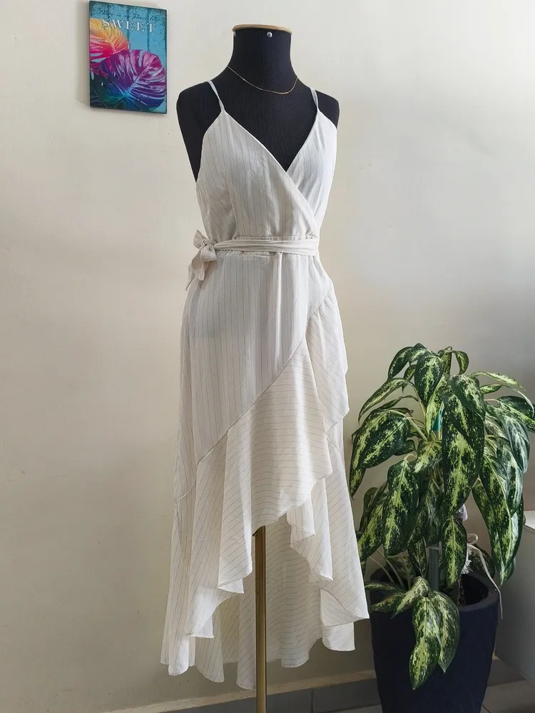 Vestido midi off-white
