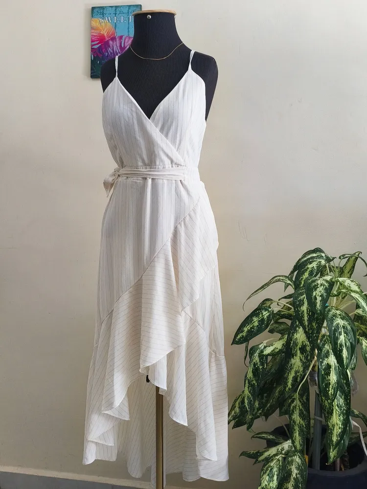 Vestido midi off-white
