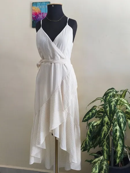 Vestido midi off-white