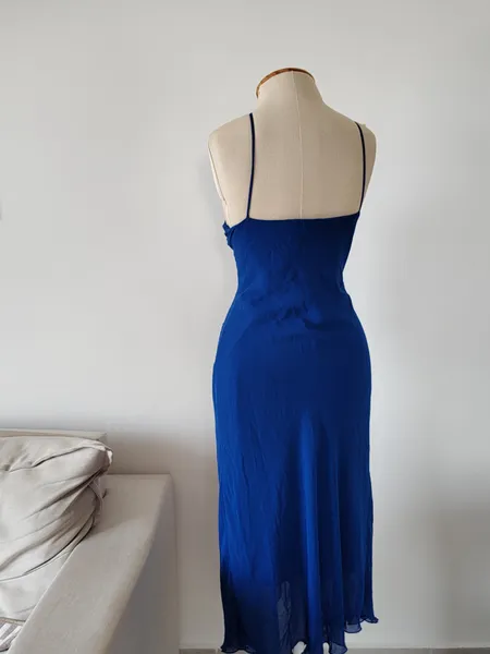 vestido azul alcinha vintage soltinho