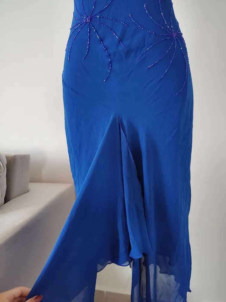vestido azul alcinha vintage soltinho