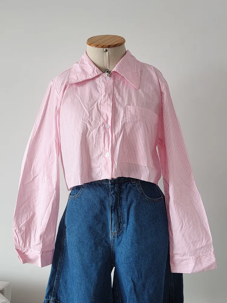 cropped social listrado roda