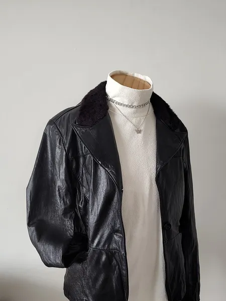 jaqueta couro legítimo blazer curto