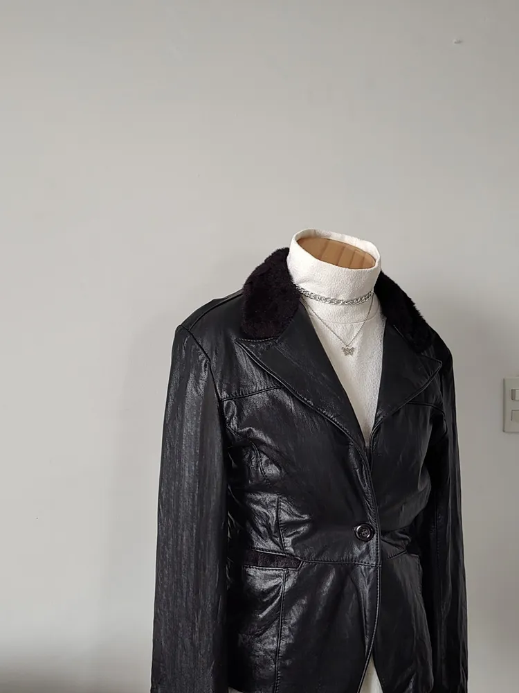jaqueta couro legítimo blazer curto