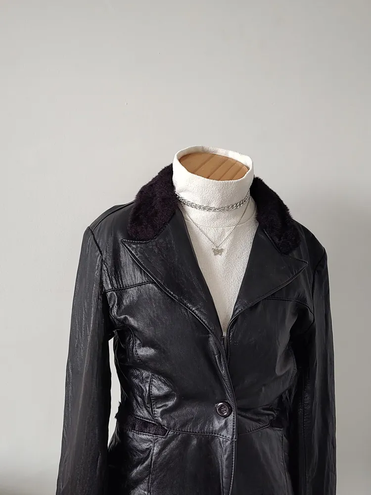jaqueta couro legítimo blazer curto