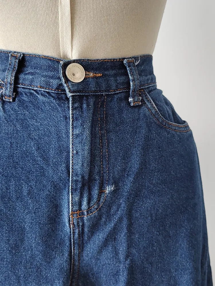 calça wide lavagem azul escuro jeans