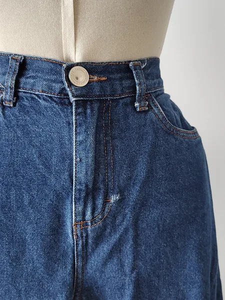 calça wide lavagem azul escuro jeans