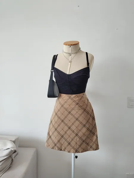 SAIA XADREZ CURTA COR CREME