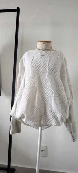 SUÉTER TRANÇADO NUVEM BRANCO