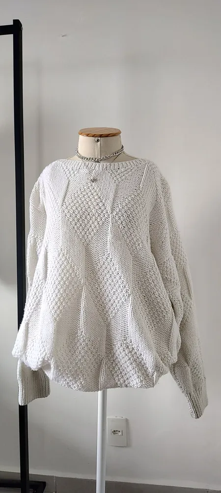 SUÉTER TRANÇADO NUVEM BRANCO