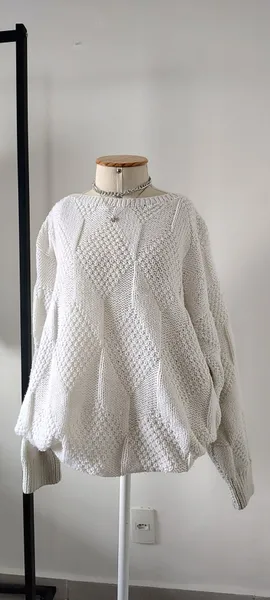 SUÉTER TRANÇADO NUVEM BRANCO