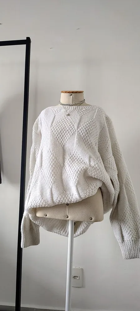 SUÉTER TRANÇADO NUVEM BRANCO
