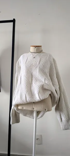 SUÉTER TRANÇADO NUVEM BRANCO