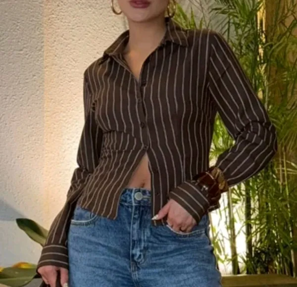 BLUSA MARROM RISCA GIZ MUSERA