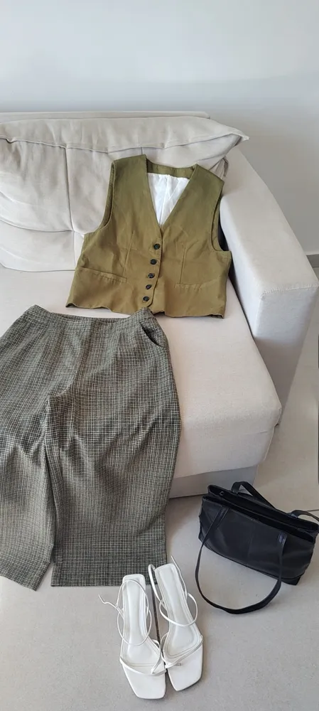 CALÇA TWEED VERDE MUSGO