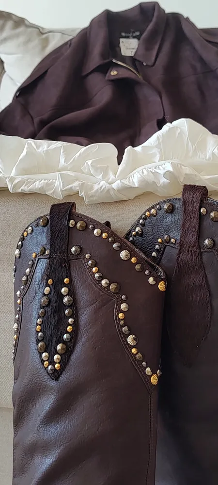 BOTA COUNTRY AREZZO MARROM COURO CANO ALTO WESTERN