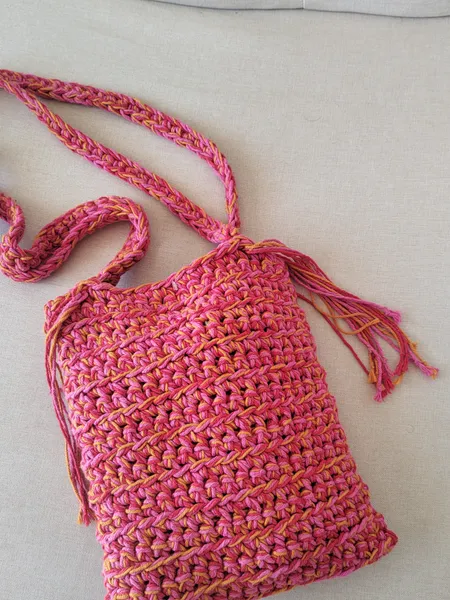 BOLSA CROCHÊ ARTESANAL TONS ROSA VERÃO QUENTES