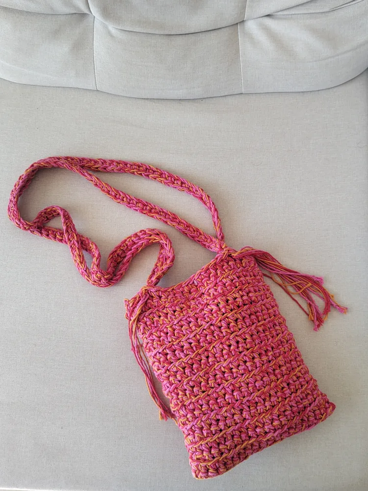 BOLSA CROCHÊ ARTESANAL TONS ROSA VERÃO QUENTES