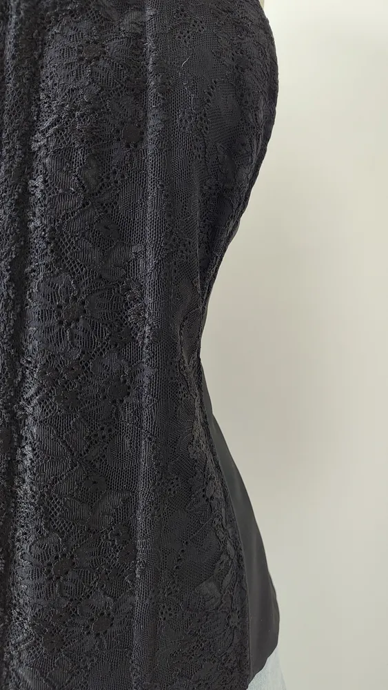 CORSET PRETO VINTAGE estrutura 13 barbatanas (G-GG)