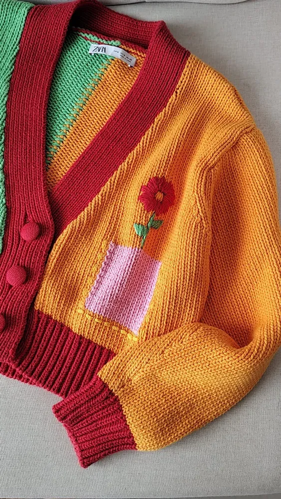 CARDIGAN BORDADO EM ALGODÃO ZARA