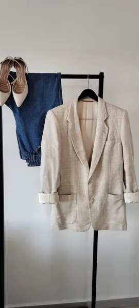 BLAZER EM LINHO COR AREIA VINTAGE