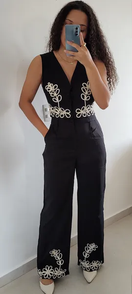 CONJUNTO PRETO BORDADO SOCIAL (M)