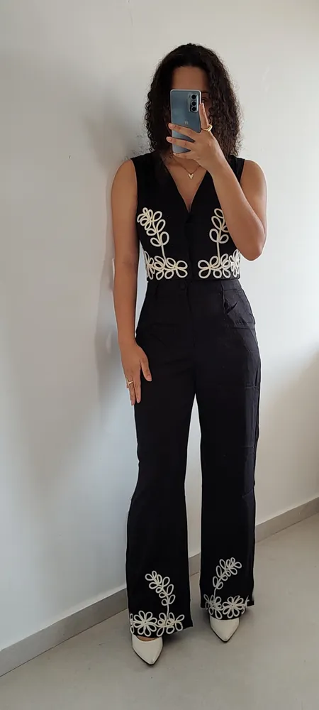 CONJUNTO PRETO BORDADO SOCIAL (M)