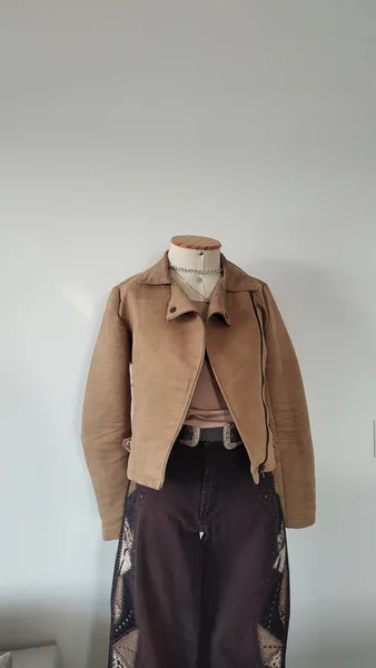 JAQUETA BIKER CARAMELO SUEDE (P)