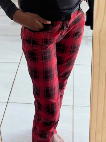 Calça xadrez cintura baixa tamanho 36