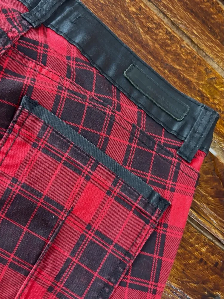 Calça xadrez cintura baixa tamanho 36