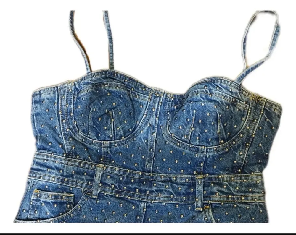 vestido bustier zara denim m