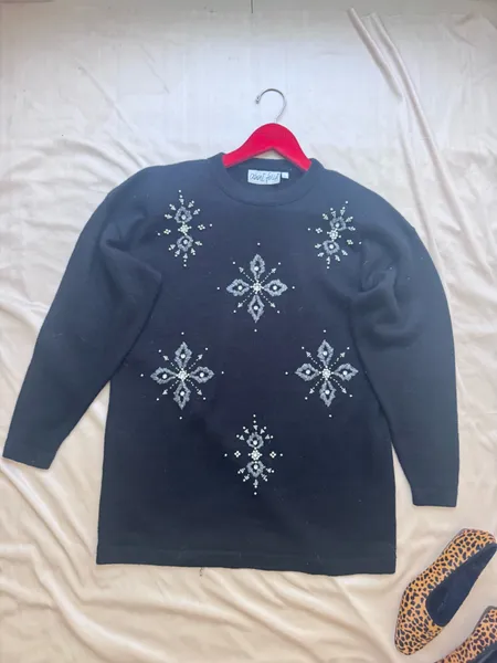 sueter vintage bordsdo flocos de neve