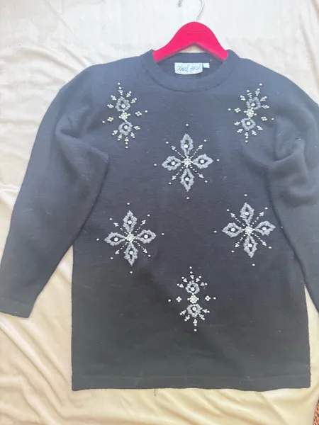 sueter vintage bordsdo flocos de neve