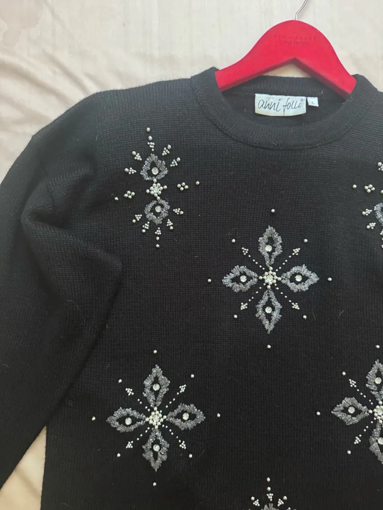 sueter vintage bordsdo flocos de neve