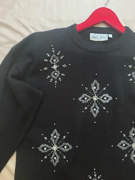 sueter vintage bordsdo flocos de neve